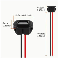 Гнездо USB Type-C 2pin с кабелем ( черный ) Гнездо USB Type-C 2pin с кабелем ( черный )