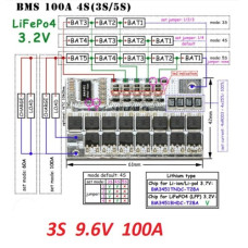 Контроллер заряда LiFePO4 аккумулятора BMS 3S 9.6V/10.8V 100А Контроллер заряда LiFePO4 аккумулятора BMS 3S 9.6V/10.8V 100А