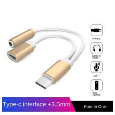 Шнур штекер USB Type-C - гнездо 3,5мм+гнездо USB Type-C 100мм Шнур штекер USB Type-C - гнездо 3,5мм+гнездо USB Type-C 100мм