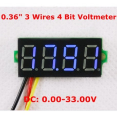 Вольтметр mini 0.36" без корпуса 2pin 2,7-32VDC зеленый 4 разряда Вольтметр mini 0.36" без корпуса 2pin 2,7-32VDC зеленый 4 разряда
