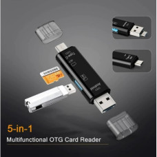 CARD READER 5 в 1, многофункциональный Usb Type C/Usb /Micro Usb/Tf/SD кардридер памяти CARD READER 5 в 1, многофункциональный Usb Type C/Usb /Micro Usb/Tf/SD кардридер памяти