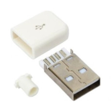 Штекер USB-A на кабель ( в оболочке) белый Штекер USB-A на кабель ( в оболочке) белый